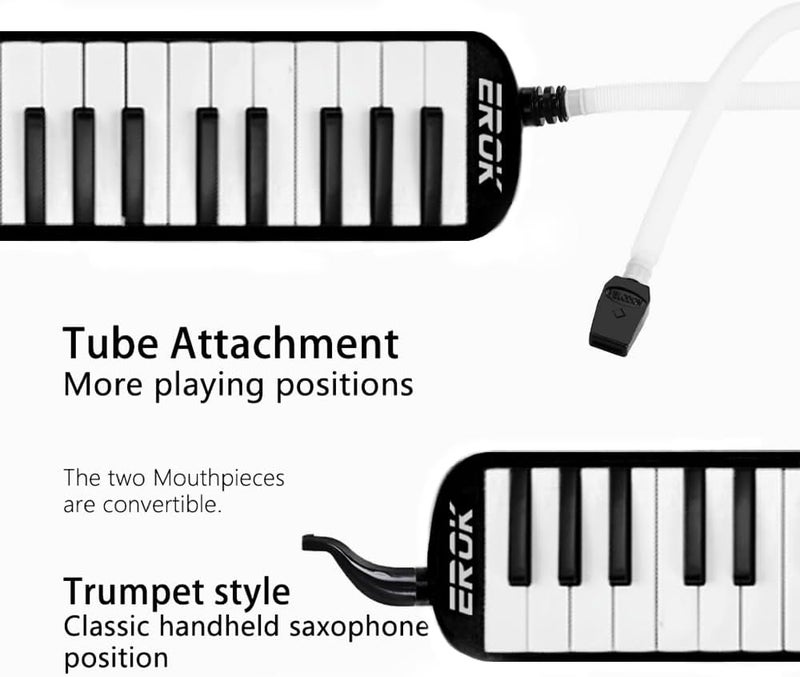 EROK 32 Keys Melodica Keyboard Instrument - Portable with Carrying Bag, Ideal for Beginners & Adults Gift (Black) - Image 2